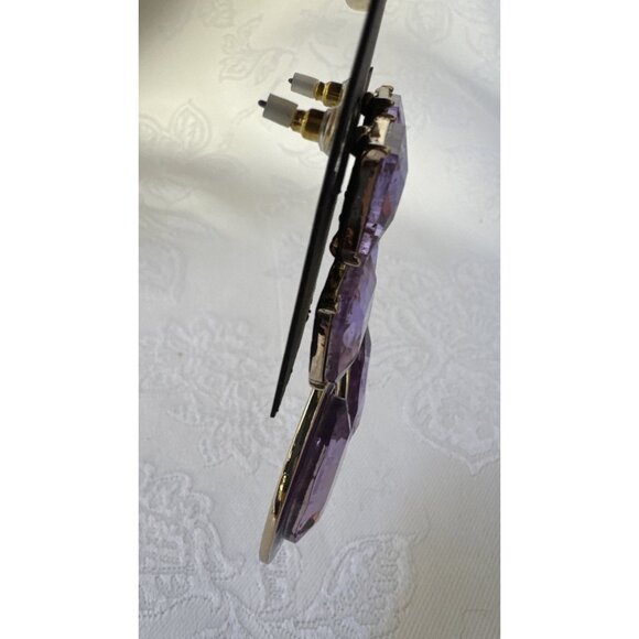 Laundry by Shelli Segal Purple Gem Rhinestone Teardop Dangle Statement NWT - Picture 8 of 14